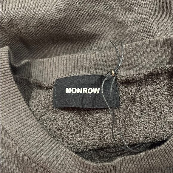 Monrow Gray Crochet Trim Crewneck Sweatshirt - Picture 2 of 12